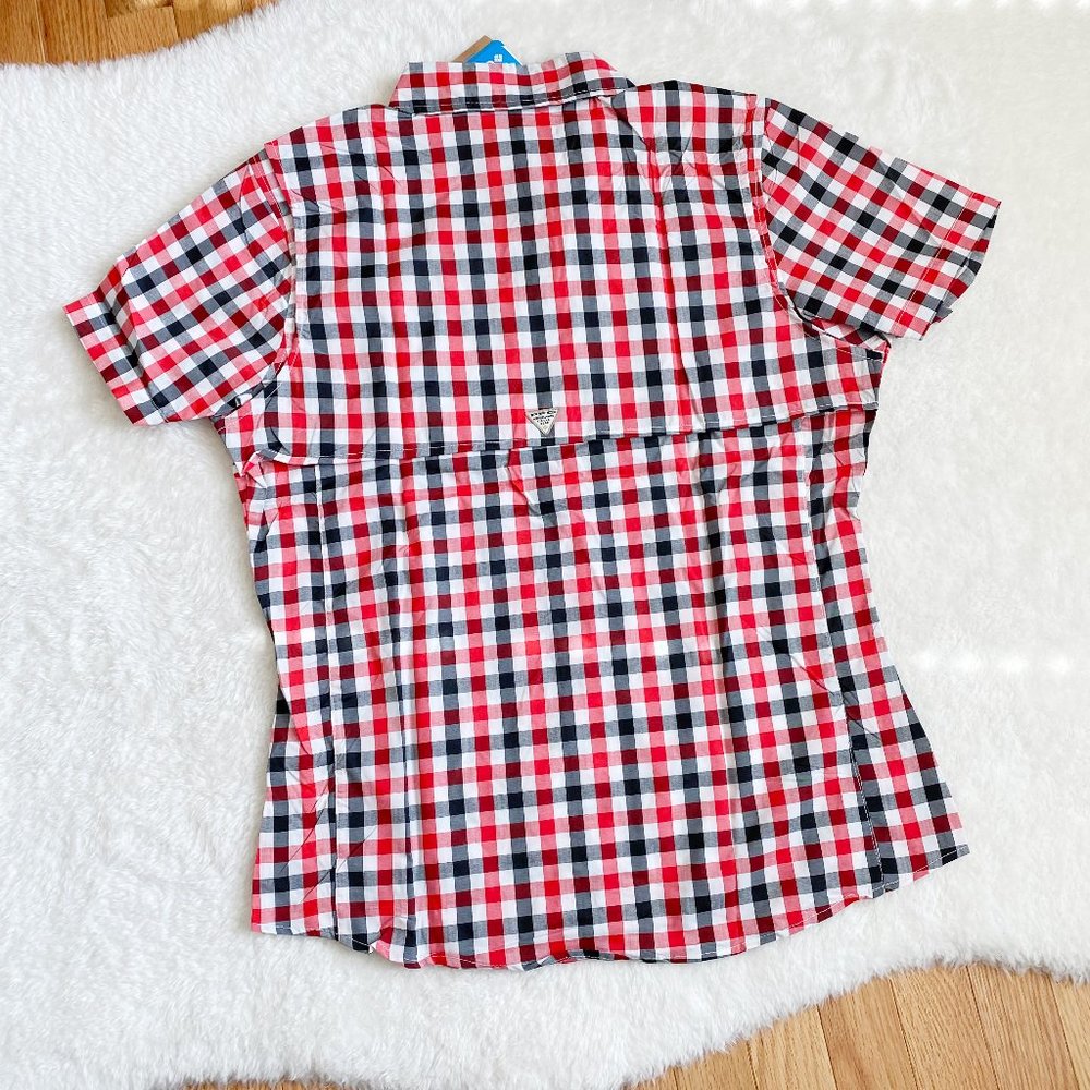 Columbia, Women's PFG Bonehead Short Sleeve Shirts, Red/Black Plaid, Size L / XL - Picture 5 of 12